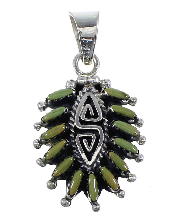 Southwest Turquoise Silver Water Wave Needlepoint Pendant AX51899